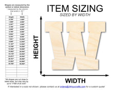 Load image into Gallery viewer, Unfinished Wood Varsity Team Font - W Shape | DIY Craft Cutout | up to 46&quot; DIY
