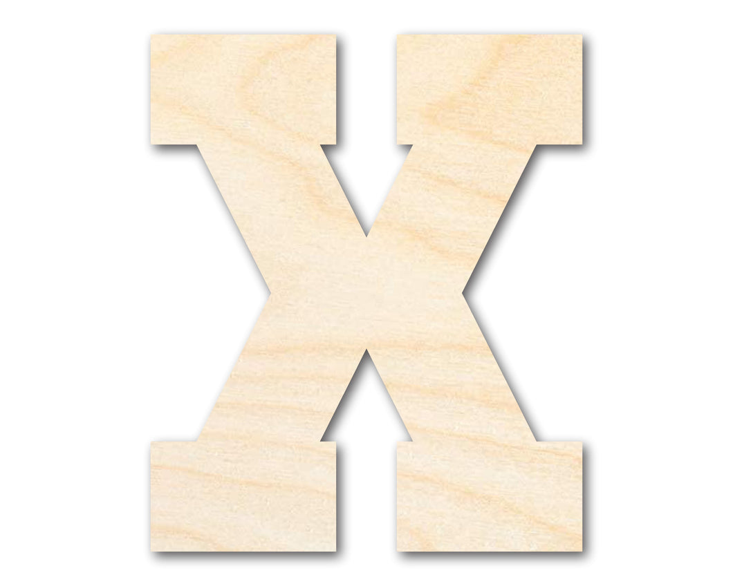 Unfinished Wood Varsity Team Font - X Shape | DIY Craft Cutout | up to 46