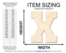 Load image into Gallery viewer, Unfinished Wood Varsity Team Font - X Shape | DIY Craft Cutout | up to 46&quot; DIY
