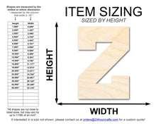 Load image into Gallery viewer, Unfinished Wood Varsity Team Font - Z Shape | DIY Craft Cutout | up to 46&quot; DIY
