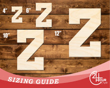 Load image into Gallery viewer, Unfinished Wood Varsity Team Font - Z Shape | DIY Craft Cutout | up to 46&quot; DIY
