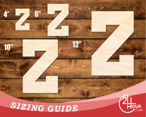 Unfinished Wood Varsity Team Font - Z Shape | DIY Craft Cutout | up to 46" DIY