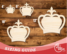 Load image into Gallery viewer, Unfinished Wood Crown Shape | DIY Craft Cutout | up to 46&quot; DIY
