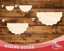 Load image into Gallery viewer, Unfinished Wood Half Banner Shape | DIY Craft Cutout | up to 46&quot; DIY
