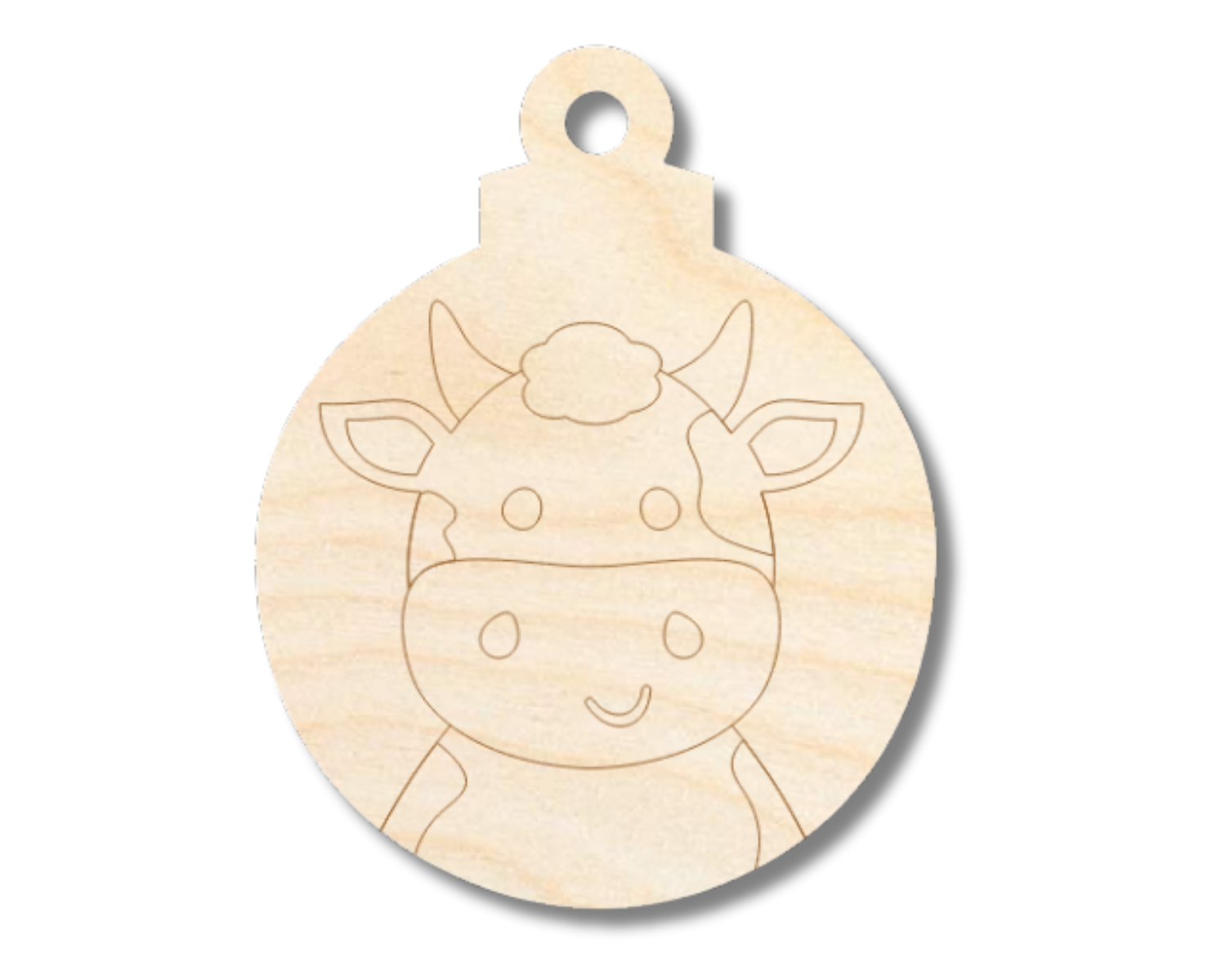 Unfinished Wood Etched Cow Ornament Shape | Paint By Line Crafts | up to 30