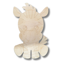 Load image into Gallery viewer, Unfinished Wood Etched Zebra Shape | Paint By Line Crafts | up to 30&quot; DIY
