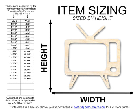 Unfinished Wood Old TV Shape | DIY Craft Cutout | up to 46" DIY