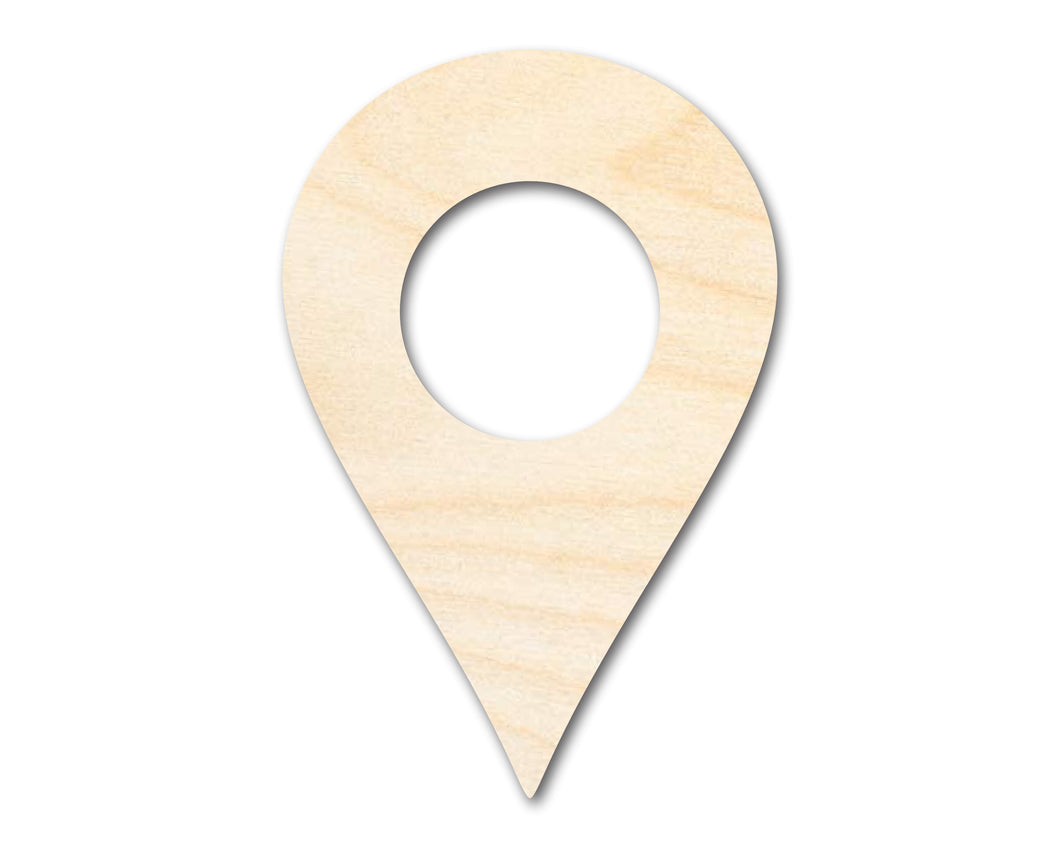 Unfinished Wood Map Pin Shape | DIY Craft Cutout | up to 46