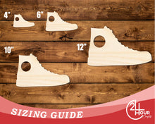 Load image into Gallery viewer, Unfinished Wood High Top Shoe Shape | DIY Craft Cutout | up to 46&quot; DIY
