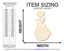 Load image into Gallery viewer, Unfinished Wood Finger Heart Shape | DIY Craft Cutout | up to 46&quot; DIY
