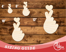 Load image into Gallery viewer, Unfinished Wood Finger Heart Shape | DIY Craft Cutout | up to 46&quot; DIY
