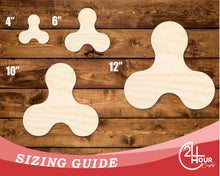 Load image into Gallery viewer, Unfinished Wood Fidget Spinner Shape | DIY Craft Cutout | up to 46&quot; DIY
