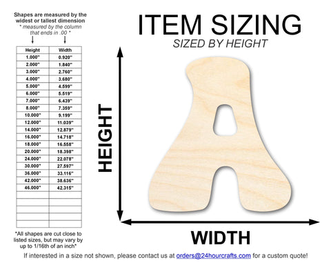 Unfinished Wood Groovy A Font Shape | DIY Craft Cutout | up to 46" DIY