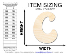 Load image into Gallery viewer, Unfinished Wood Groovy C Font Shape | DIY Craft Cutout | up to 46&quot; DIY
