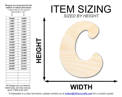 Unfinished Wood Groovy C Font Shape | DIY Craft Cutout | up to 46" DIY