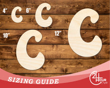 Load image into Gallery viewer, Unfinished Wood Groovy C Font Shape | DIY Craft Cutout | up to 46&quot; DIY
