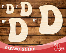 Load image into Gallery viewer, Unfinished Wood Groovy D Font Shape | DIY Craft Cutout | up to 46&quot; DIY
