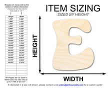 Load image into Gallery viewer, Unfinished Wood Groovy E Font Shape | DIY Craft Cutout | up to 46&quot; DIY

