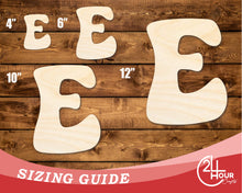 Load image into Gallery viewer, Unfinished Wood Groovy E Font Shape | DIY Craft Cutout | up to 46&quot; DIY
