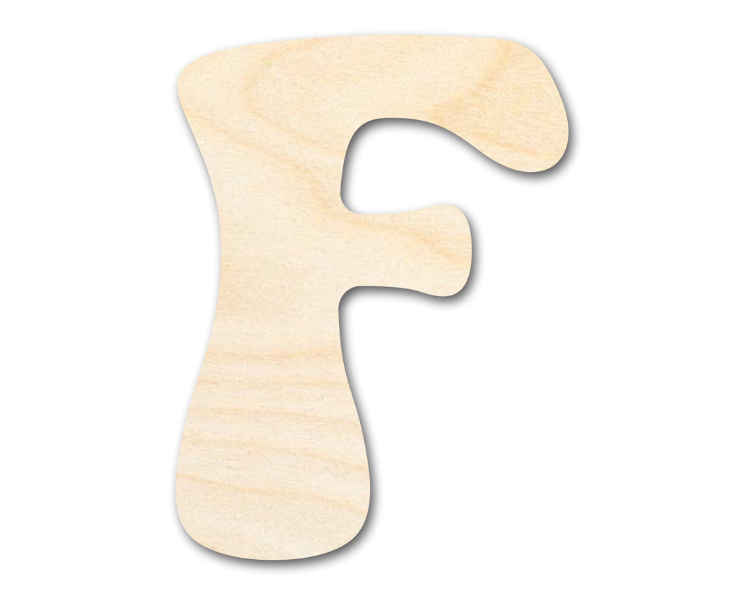 Unfinished Wood Groovy F Font Shape | DIY Craft Cutout | up to 46