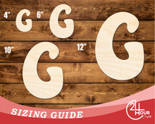 Load image into Gallery viewer, Unfinished Wood Groovy G Font Shape | DIY Craft Cutout | up to 46&quot; DIY
