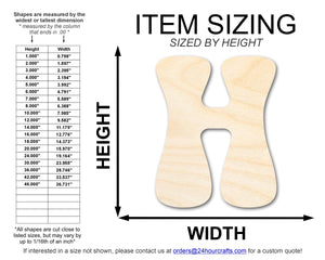 Unfinished Wood Groovy H Font Shape | DIY Craft Cutout | up to 46" DIY