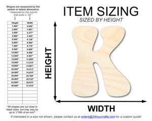Unfinished Wood Groovy K Font Shape | DIY Craft Cutout | up to 46" DIY