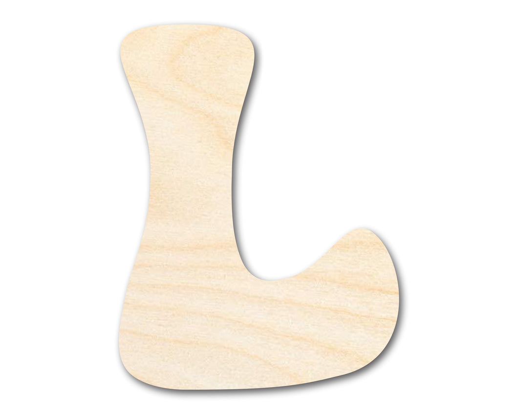 Unfinished Wood Groovy L Font Shape | DIY Craft Cutout | up to 46