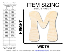 Load image into Gallery viewer, Unfinished Wood Groovy M Font Shape | DIY Craft Cutout | up to 46&quot; DIY
