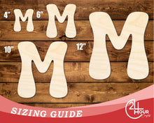 Load image into Gallery viewer, Unfinished Wood Groovy M Font Shape | DIY Craft Cutout | up to 46&quot; DIY
