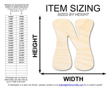 Load image into Gallery viewer, Unfinished Wood Groovy N Font Shape | DIY Craft Cutout | up to 46&quot; DIY
