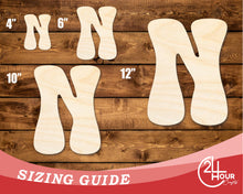 Load image into Gallery viewer, Unfinished Wood Groovy N Font Shape | DIY Craft Cutout | up to 46&quot; DIY
