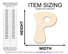Load image into Gallery viewer, Unfinished Wood Groovy P Font Shape | DIY Craft Cutout | up to 46&quot; DIY
