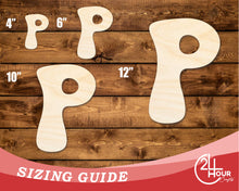 Load image into Gallery viewer, Unfinished Wood Groovy P Font Shape | DIY Craft Cutout | up to 46&quot; DIY
