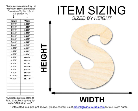 Unfinished Wood Groovy S Font Shape | DIY Craft Cutout | up to 46" DIY