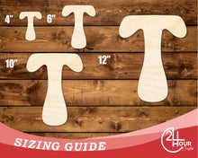 Load image into Gallery viewer, Unfinished Wood Groovy T Font Shape | DIY Craft Cutout | up to 46&quot; DIY
