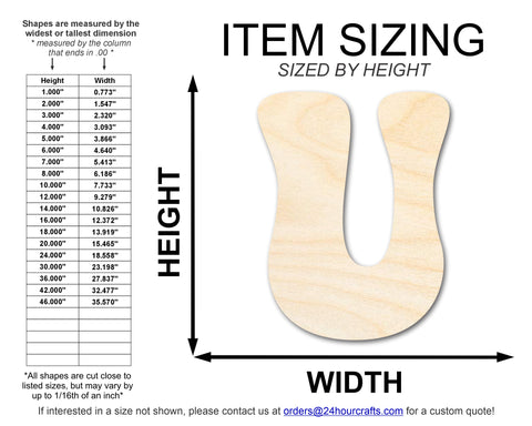 Unfinished Wood Groovy U Font Shape | DIY Craft Cutout | up to 46" DIY