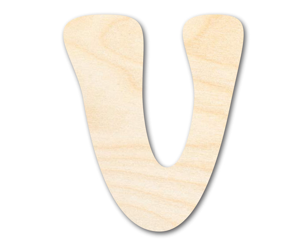 Unfinished Wood Groovy V Font Shape | DIY Craft Cutout | up to 46