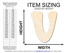 Load image into Gallery viewer, Unfinished Wood Groovy V Font Shape | DIY Craft Cutout | up to 46&quot; DIY
