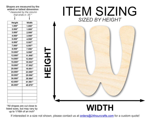 Unfinished Wood Groovy W Font Shape | DIY Craft Cutout | up to 46" DIY
