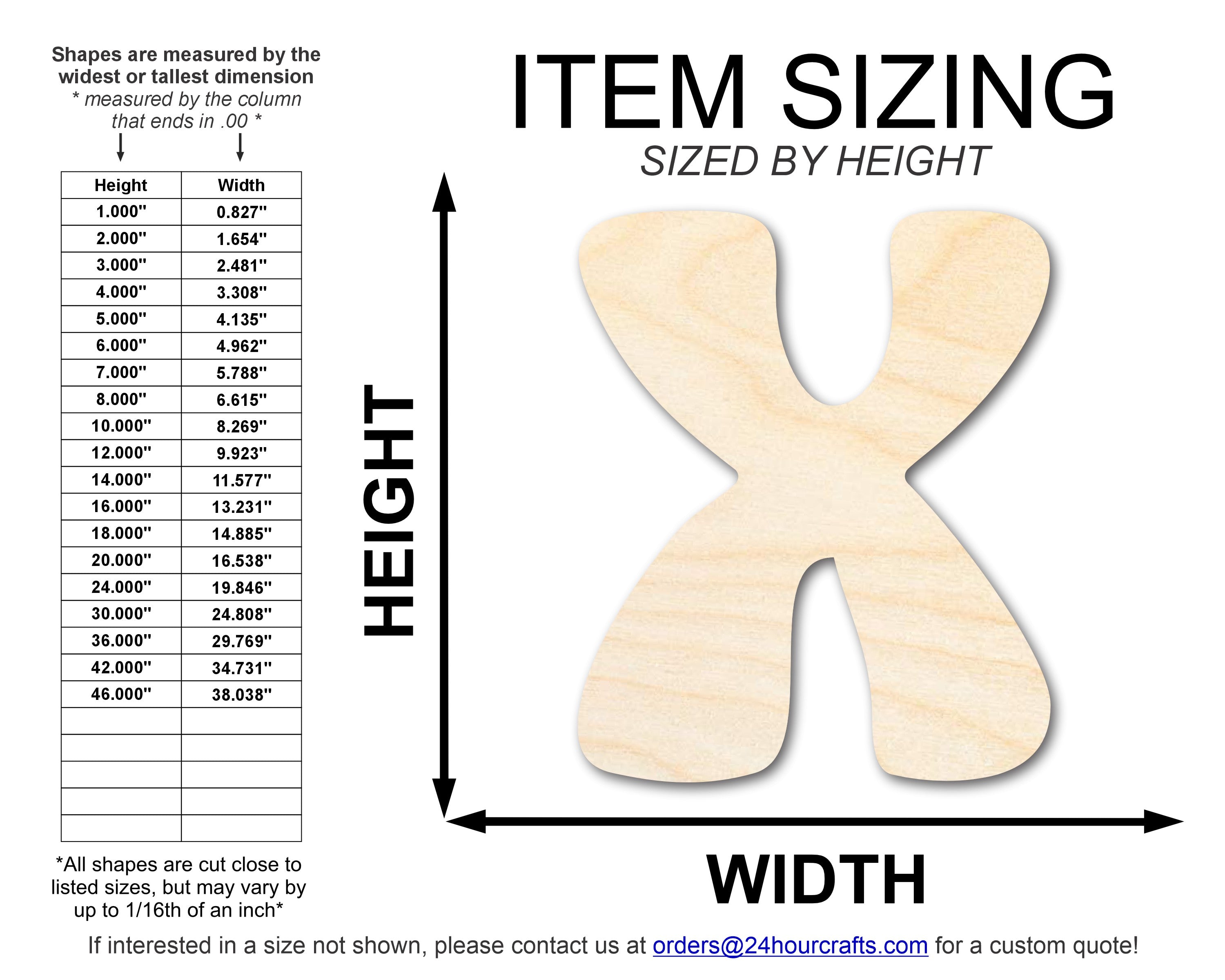 Unfinished Wood Groovy X Font Shape | DIY Craft Cutout | up to 46