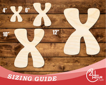 Load image into Gallery viewer, Unfinished Wood Groovy X Font Shape | DIY Craft Cutout | up to 46&quot; DIY
