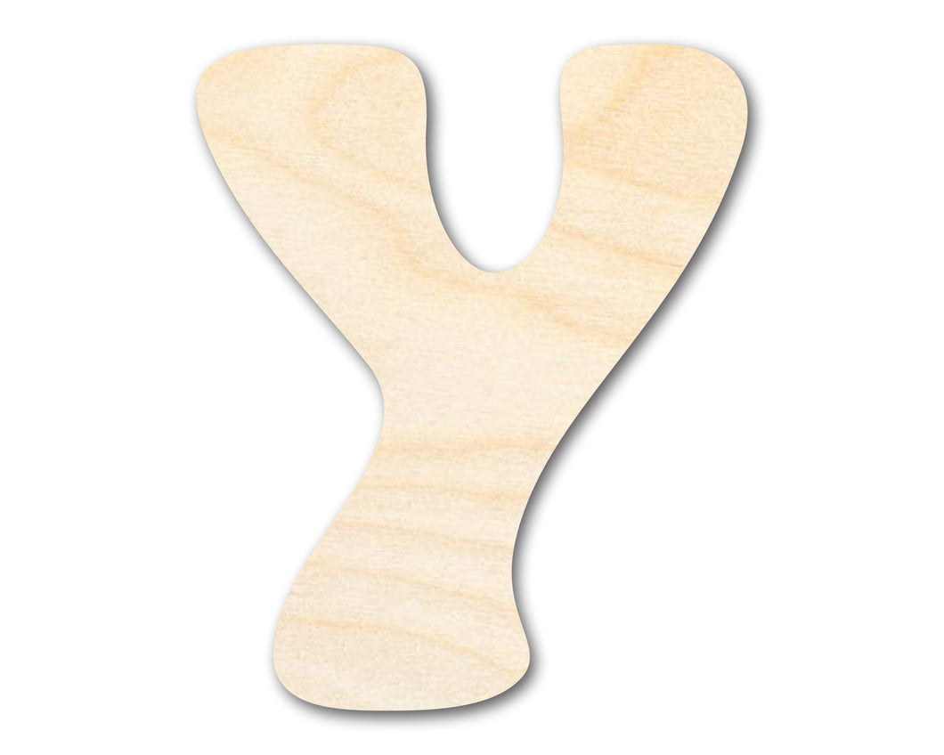 Unfinished Wood Groovy Y Font Shape | DIY Craft Cutout | up to 46