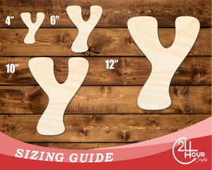 Unfinished Wood Groovy Y Font Shape | DIY Craft Cutout | up to 46" DIY