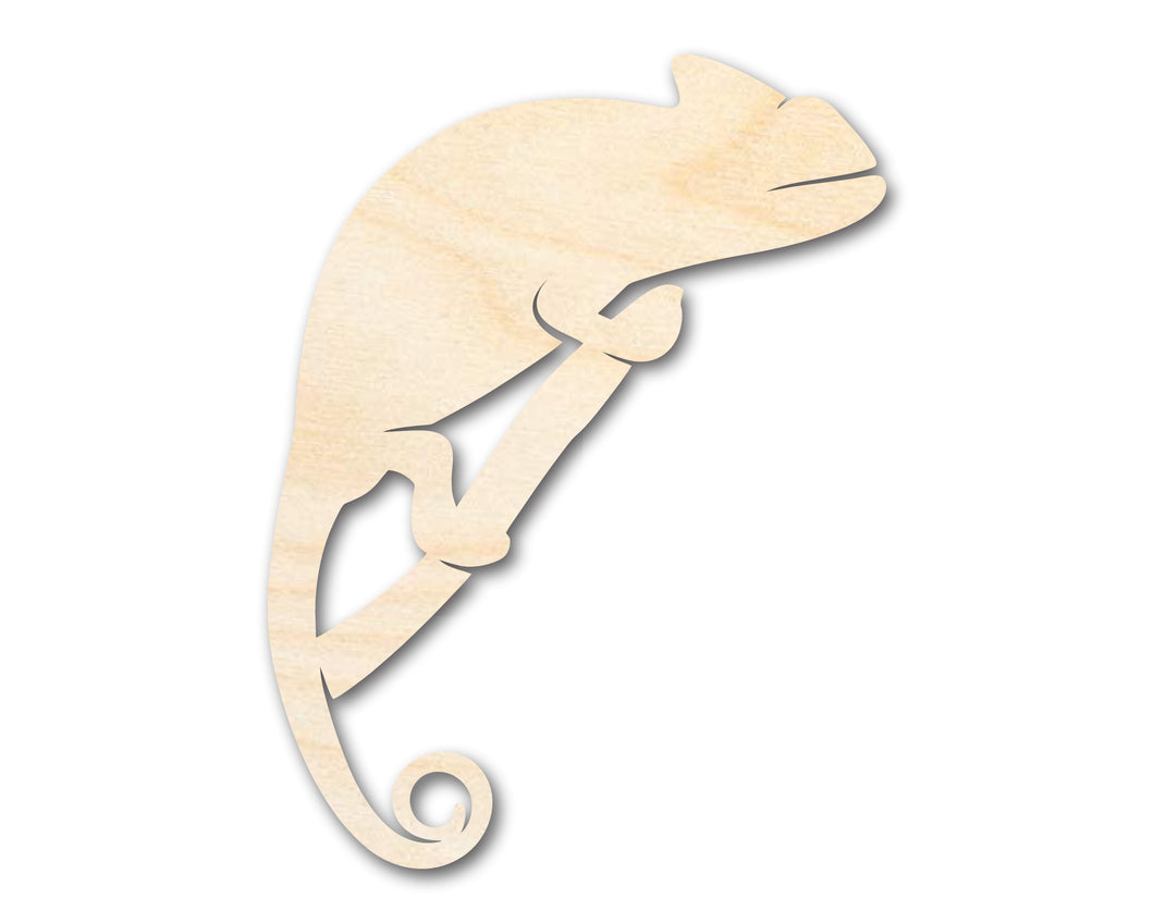 Unfinished Wood Chameleon on Branch Shape | DIY Craft Cutout | up to 46