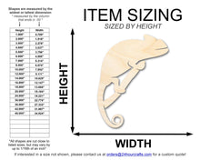 Load image into Gallery viewer, Unfinished Wood Chameleon on Branch Shape | DIY Craft Cutout | up to 46&quot; DIY
