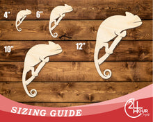 Load image into Gallery viewer, Unfinished Wood Chameleon on Branch Shape | DIY Craft Cutout | up to 46&quot; DIY
