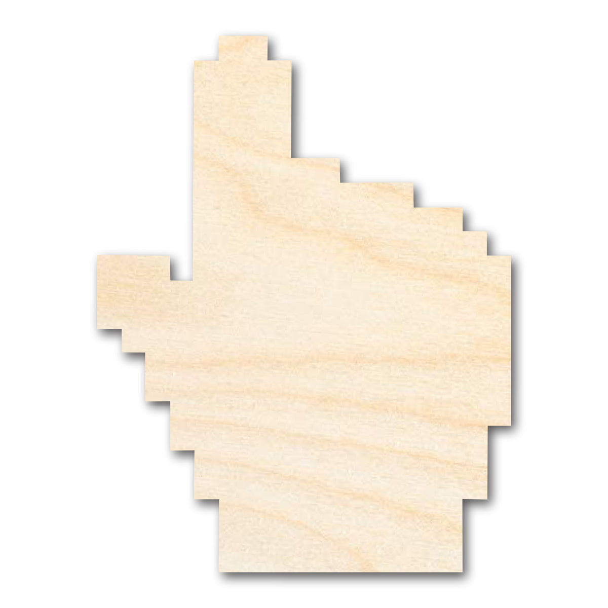 Unfinished Wood Pixelated Cursor Hand | DIY Craft Cutout | up to 46