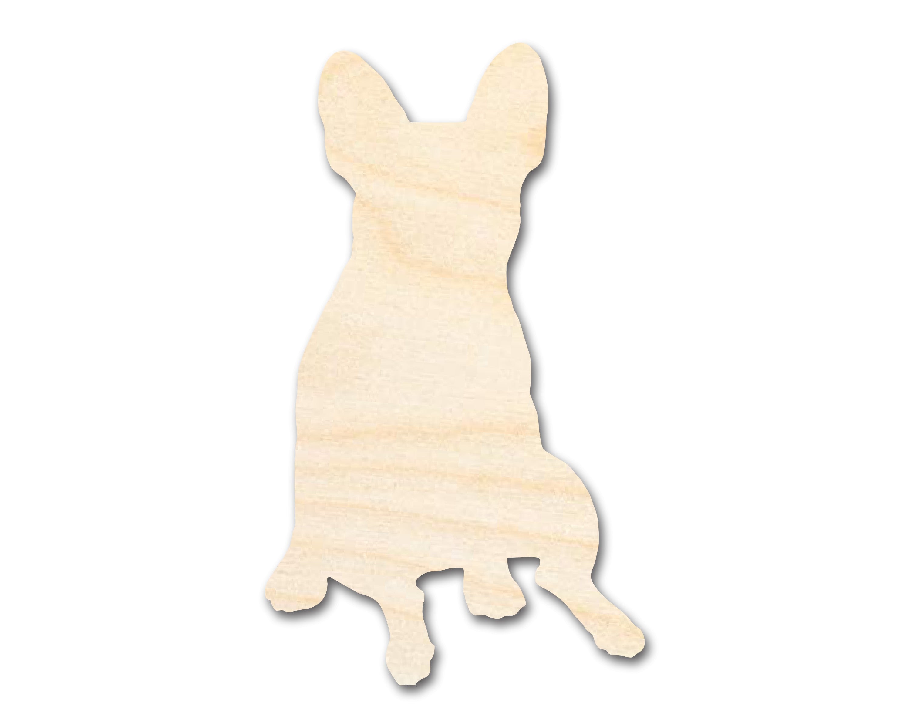 Unfinished Wood Sitting French Bulldog Shape - Craft - up to 46
