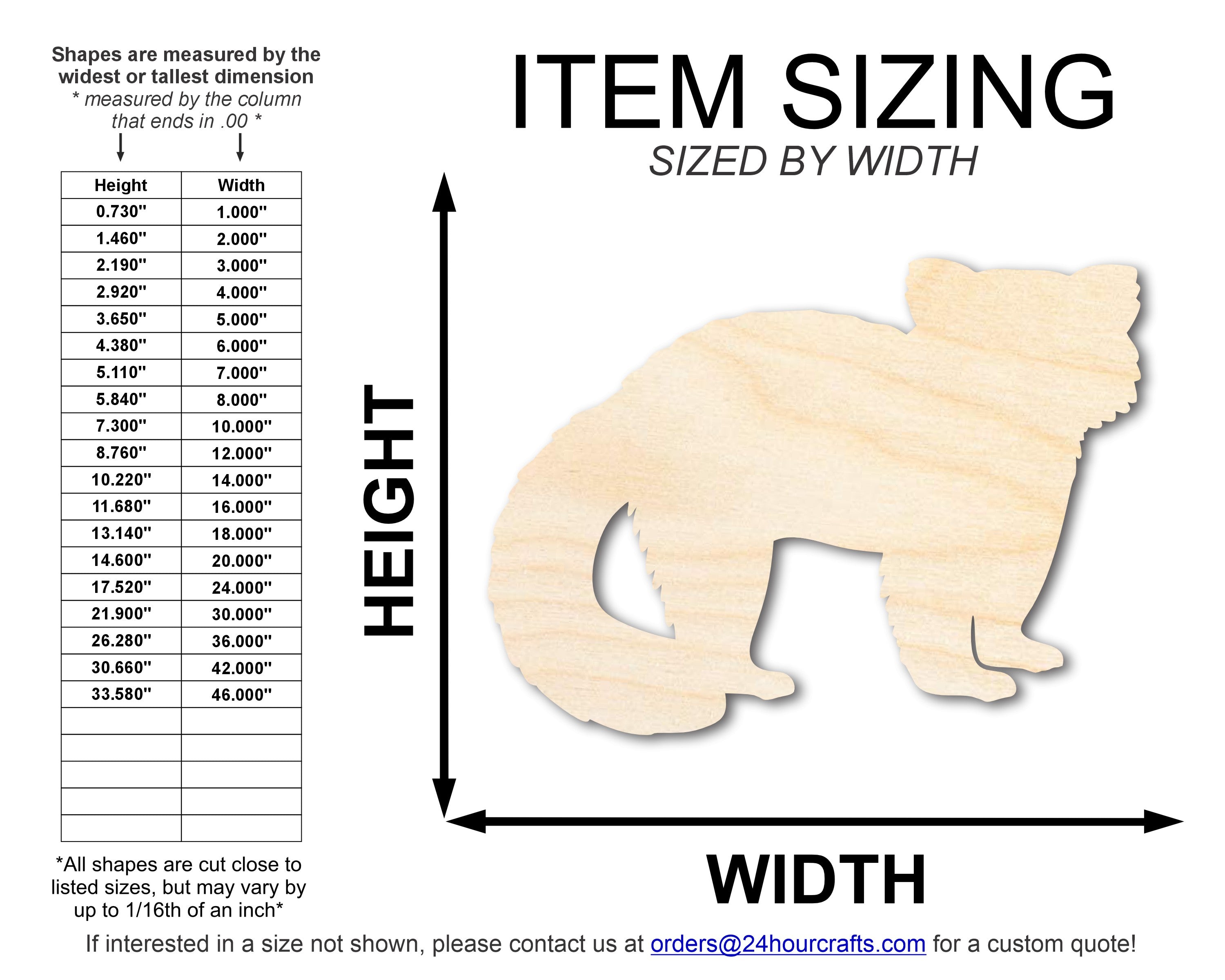 Unfinished Wood Red Panda Shape - Craft - up to 46